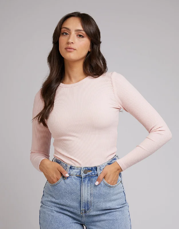 All About Eve Rib Baby Long Sleeve Tee Pale Pink