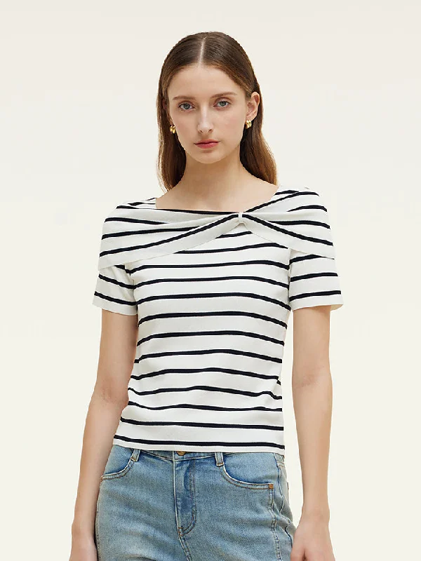 Tencel Black And White Stripe Women Top