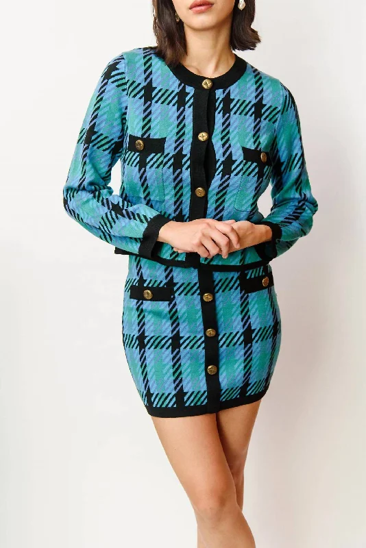 Fannie Plaid Mini Skirt In Blue/black