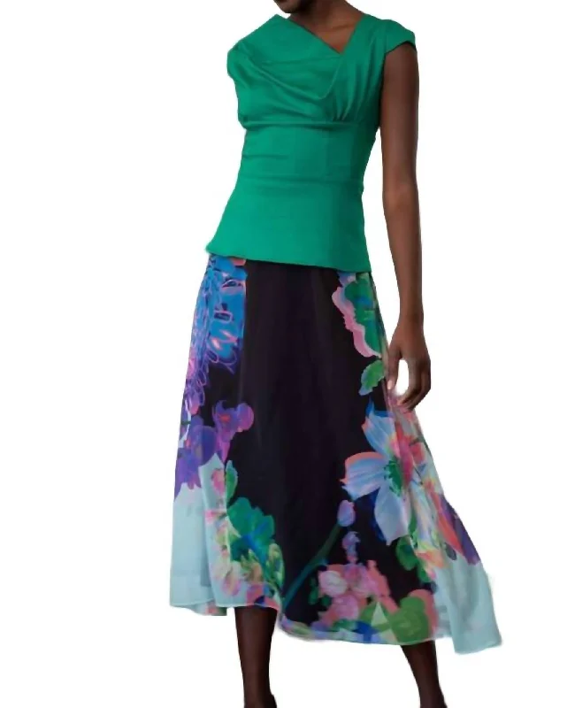 Floral Midi Skirt In Orchid Bloom