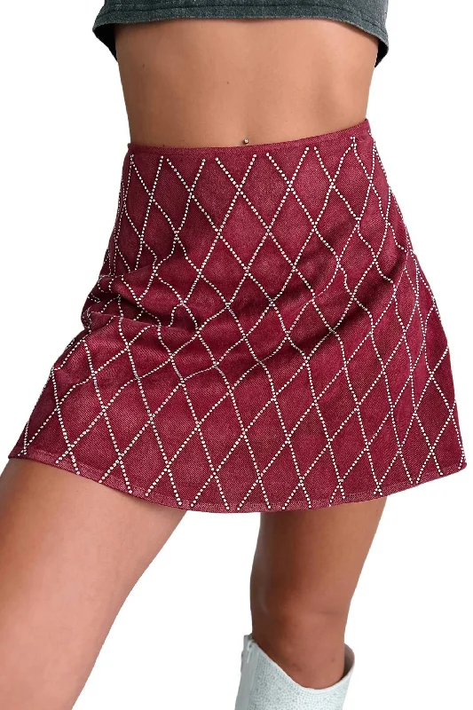 Gabrielle Glam Rhinestone Skirt In Berry