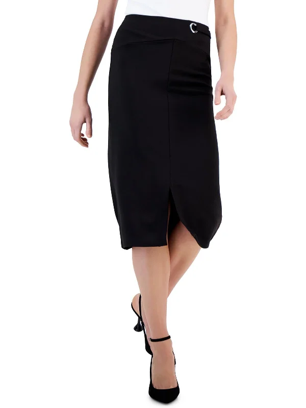 Womens Knee-Length Solid Pencil Skirt