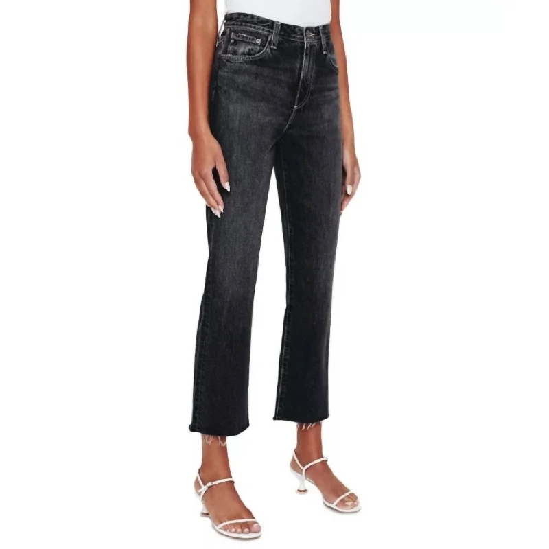 Alexxis Straight Crop Jeans In Shadow Black