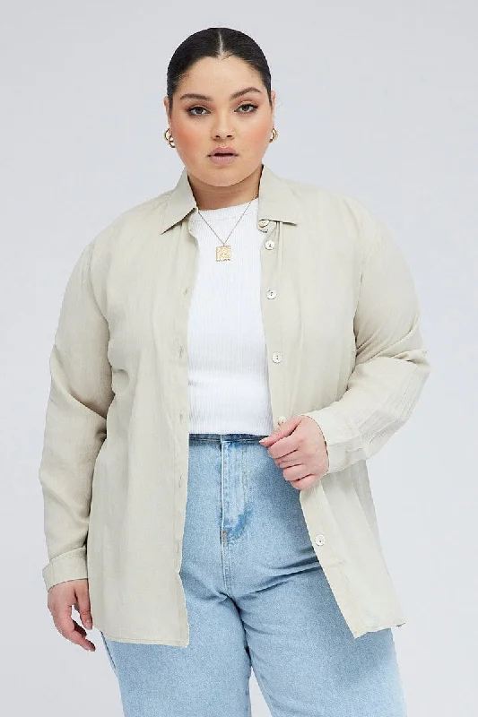 Beige Relaxed Shirt Long Sleeve