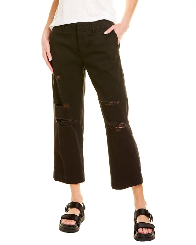 FRAME Denim Le Tomboy Washed Noir Rips Trouser