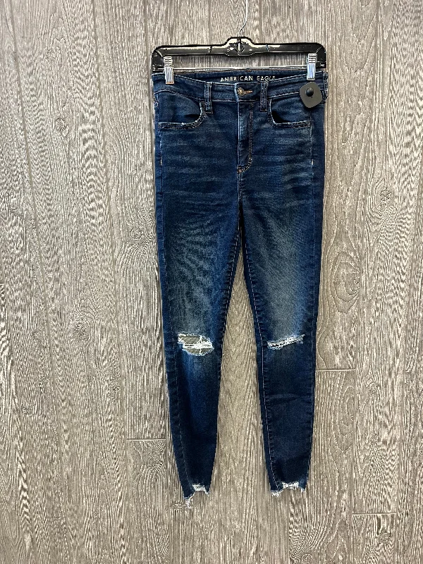 Jeans Skinny By American Eagle In Blue Denim, Size: 4