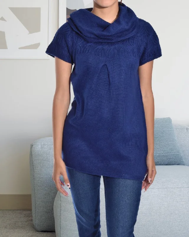 Navy Cowl Neck Jersey