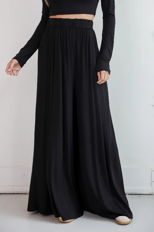 Expert Charm Black Wide Leg Pants - DU DEAL