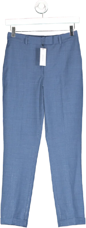 Karen Millen Blue The Founder Tailored Wool Blend Straight Trousers UK 6