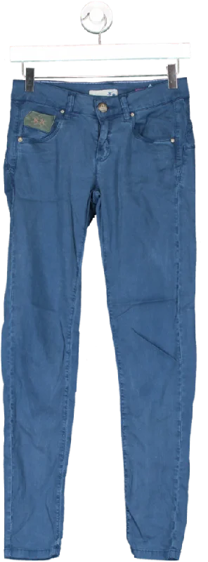 La Martina Blue Skinny Fit Satin Chino Trousers UK 8