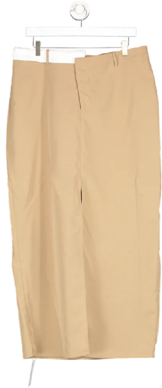 PrettyLittleThing Beige Wide Leg Trousers UK 16