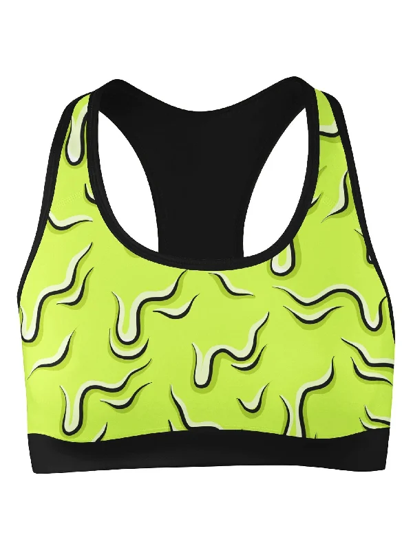 Neon Drippy (Green) Sports Bra