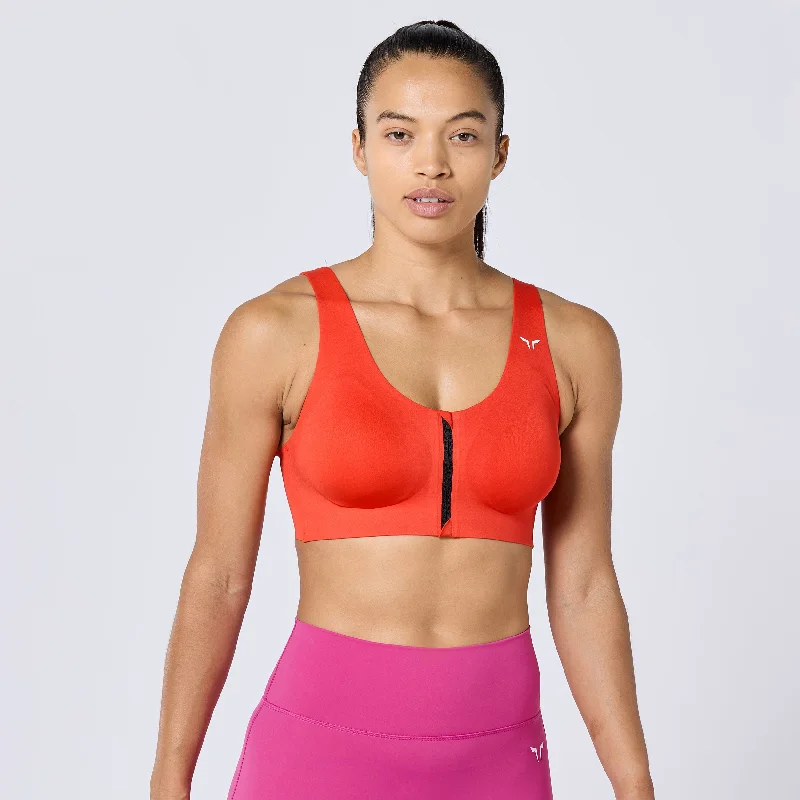 Performance Zip Up Bra - Orange.Com