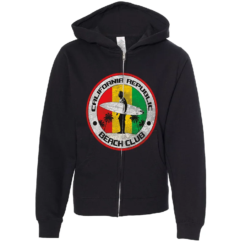 California Republic Beach Club Premium Youth Zip-Up Hoodie