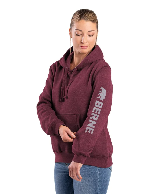 Berne Womens Signature Sleeve Cabernet Fleece Hoodie