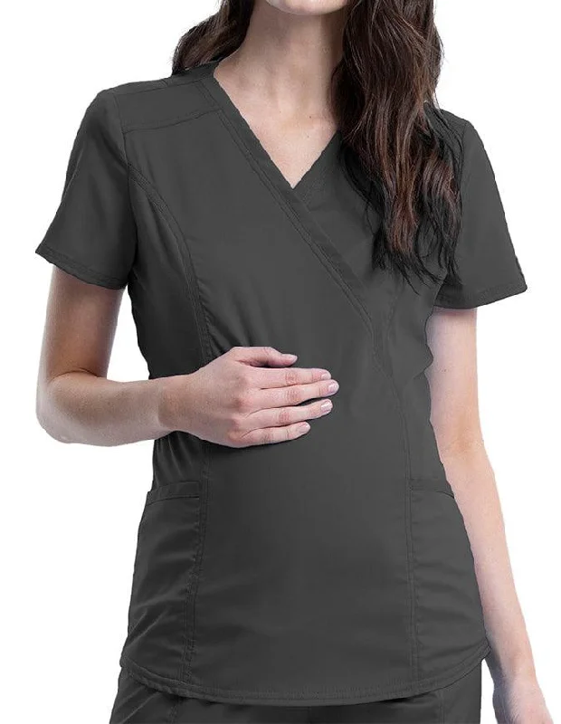 Cherokee Workwear Revolution Women's Maternity Mock Wrap Top