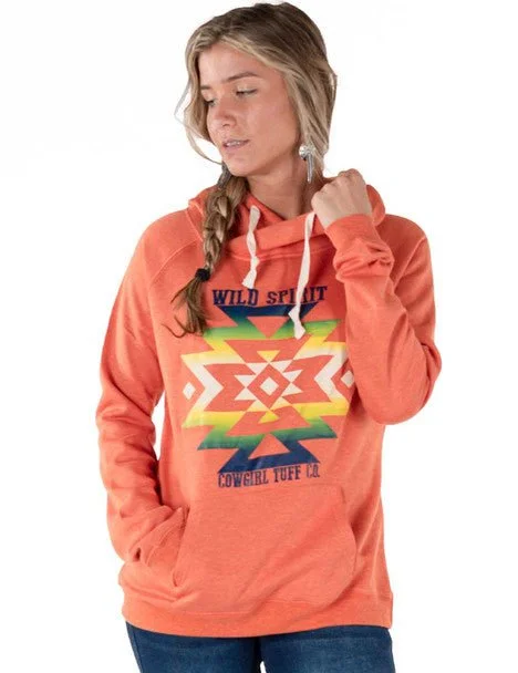 Cowgirl Tuff Womens Wild Spirit Tangerine Poly/Rayon Hoodie