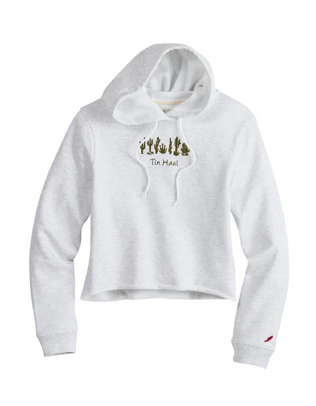 Tin Haul Womens Cactus Line Grey Cotton Blend Hoodie