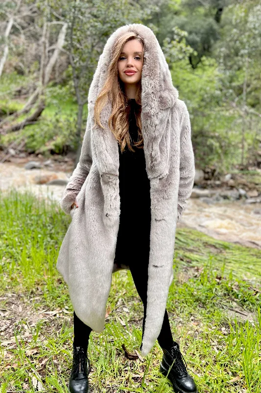 Women's Desert Warrior Coat in "Champagne" Chinchilla