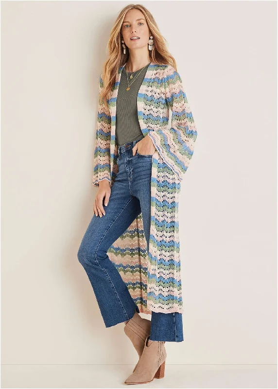 Pointelle Striped Duster - Stripe Multi