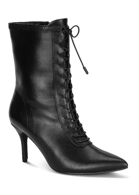 Lace Up Booties - Black