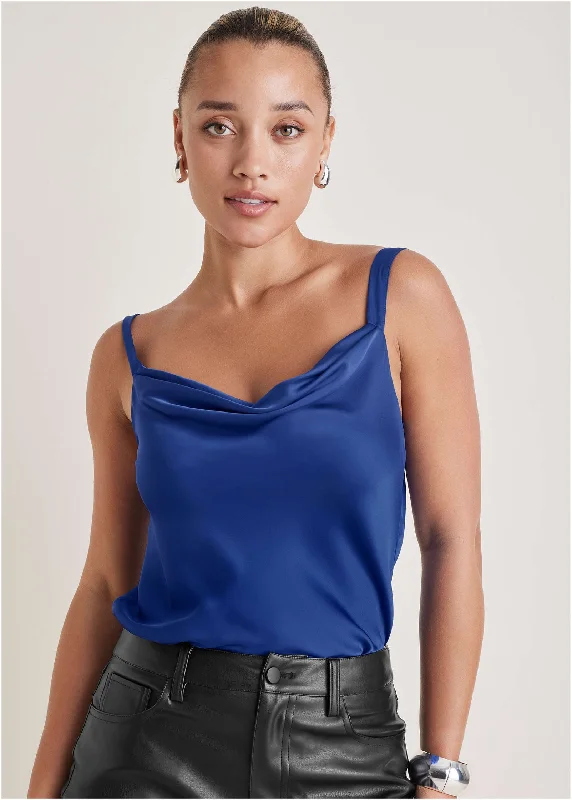 Cowl Neck Tank - Sodalite Blue