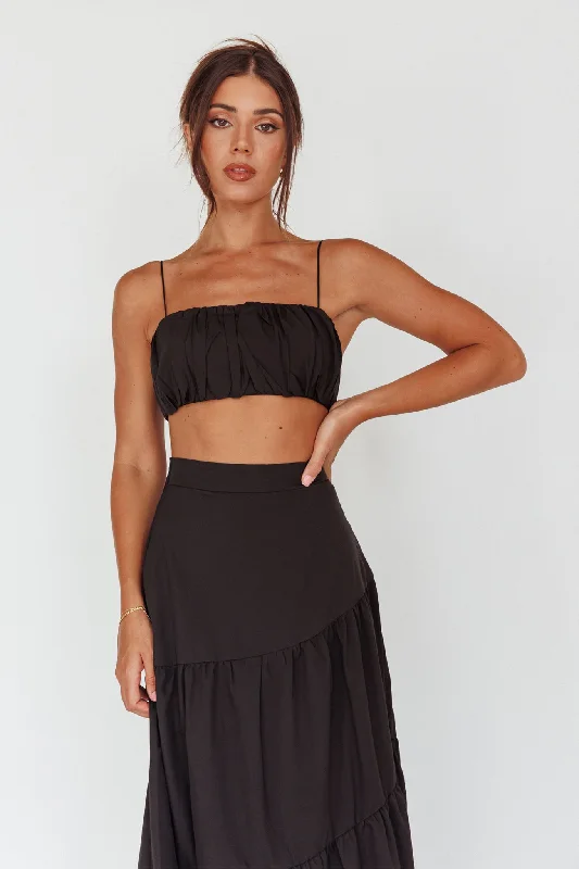 Bondi Gathered Crop Top Black