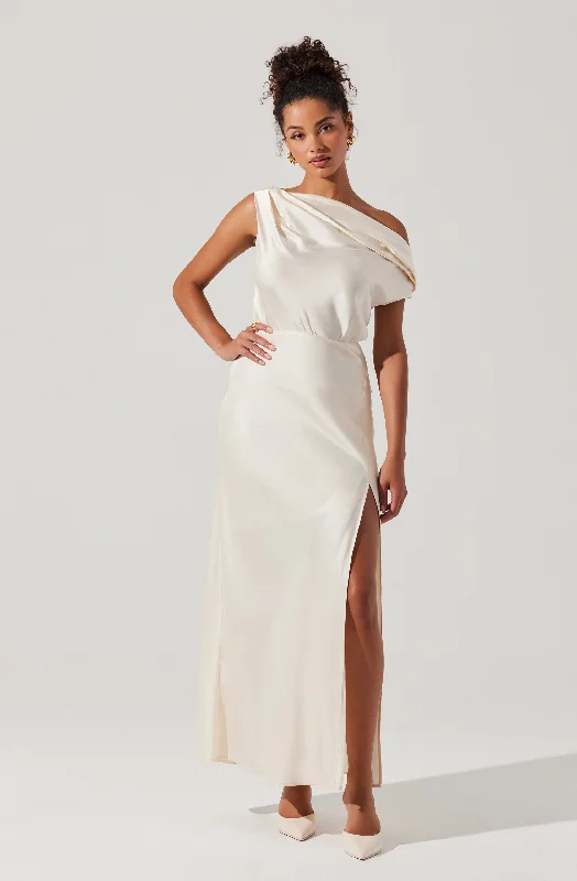 Monroe Satin Off Shoulder Dress