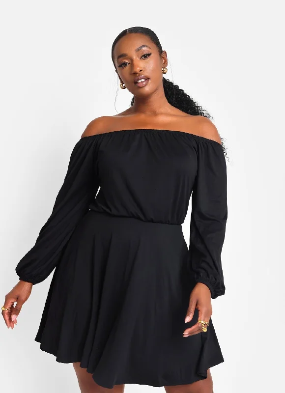 Evelyn Off Shoulder Mini Skater Dress