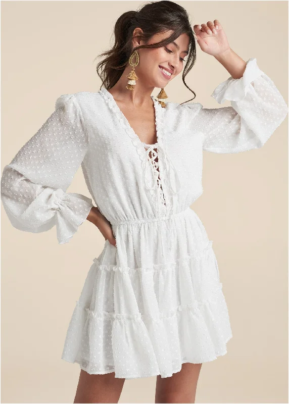 Ruffle Mini Dress - White