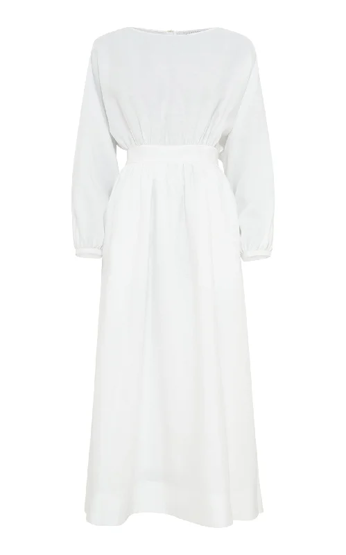 Ahmose Maxi Dress in White Aloe Linen