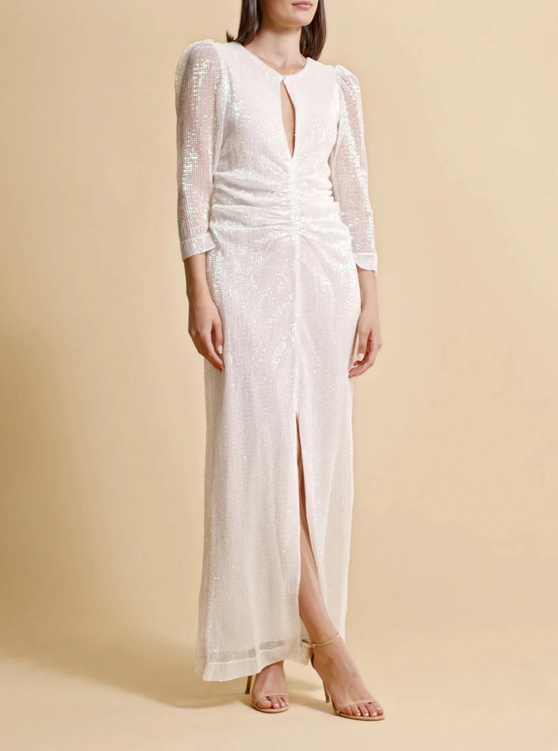 Sequin Maxi Dress in Off White