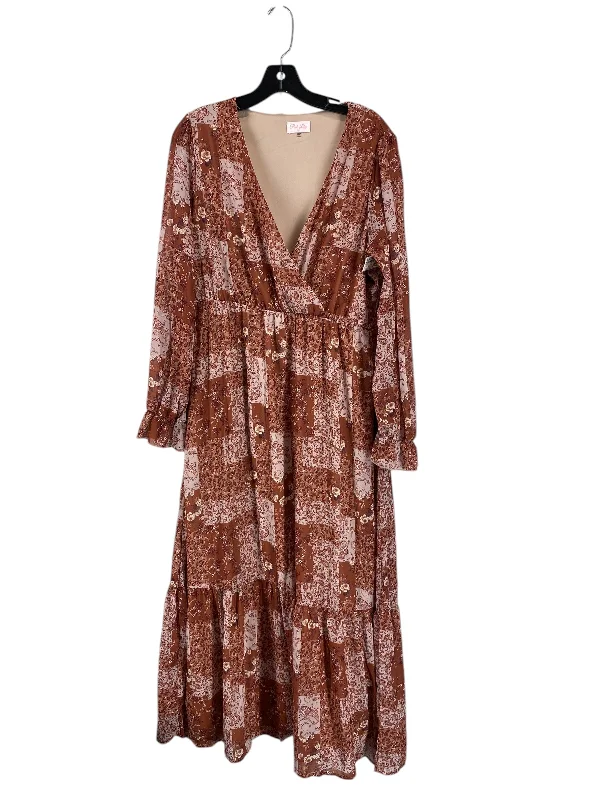 Dress Casual Maxi By Pink Lily In Brown, Size: Xl