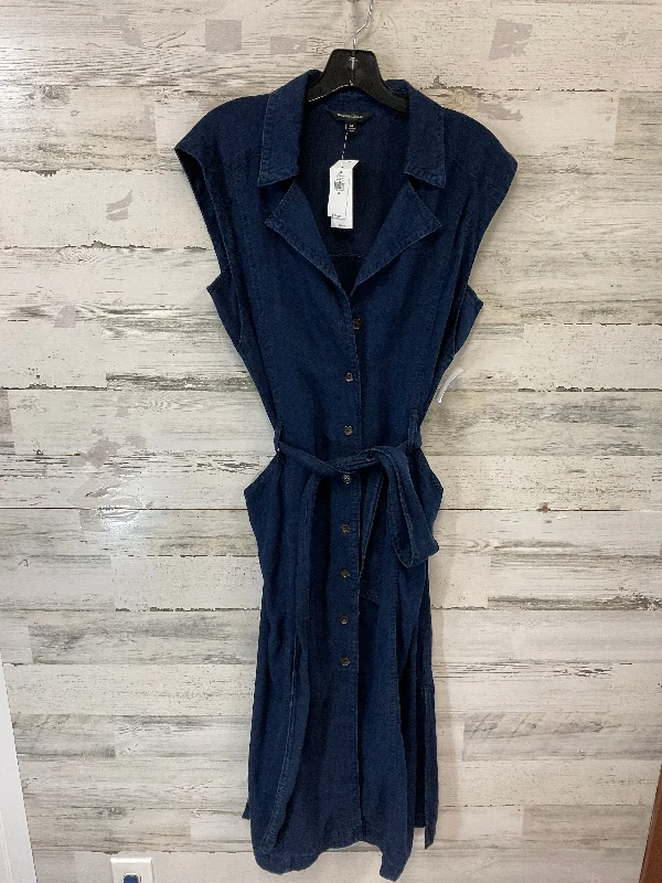 Dress Casual Midi By Banana Republic In Blue Denim, Size: M