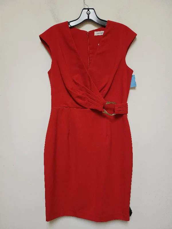 Dress Casual Midi By Calvin Klein In Red, Size: M