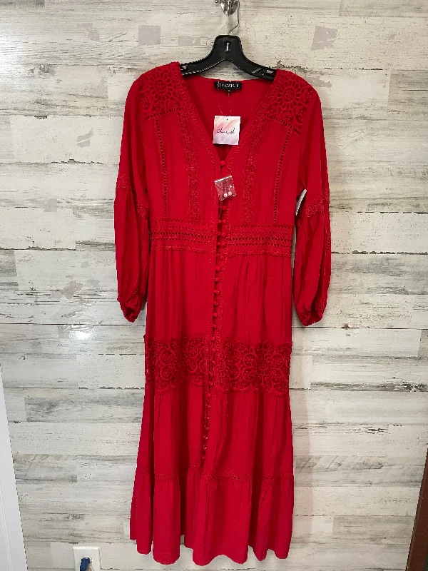 Dress Casual Midi By CHICWISH In Red, Size: S