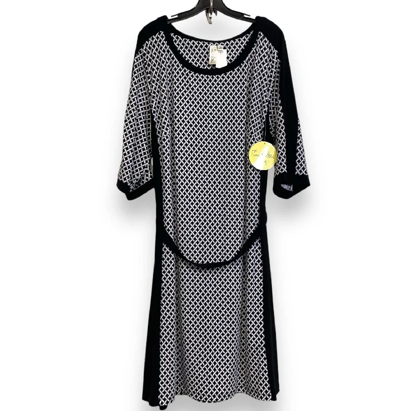 Dress Casual Midi By Cmf In Black & White, Size: 3x