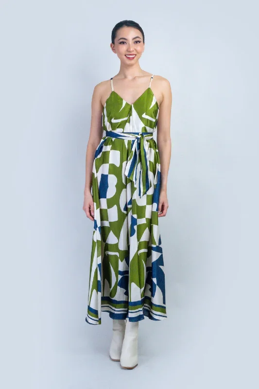 Navy/Olive Abstract Maxi Dress