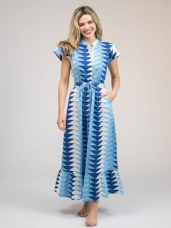 The Flutter Midi | Ocean Blockprint Bagru Triangle