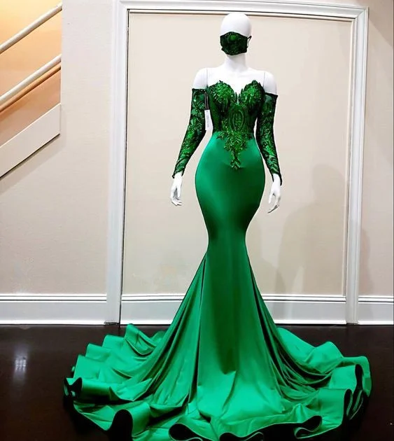 Green prom dresses, sparkly evening dresses, mermaid prom dresses      S1415