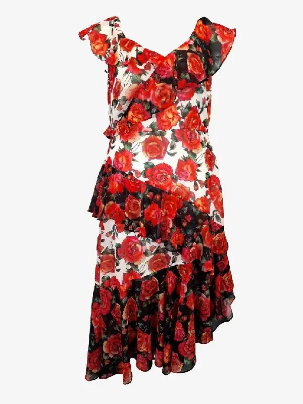 Jayson Brunsdon Elegant Bohemian Rose Ruffle Evening Dress Size 12