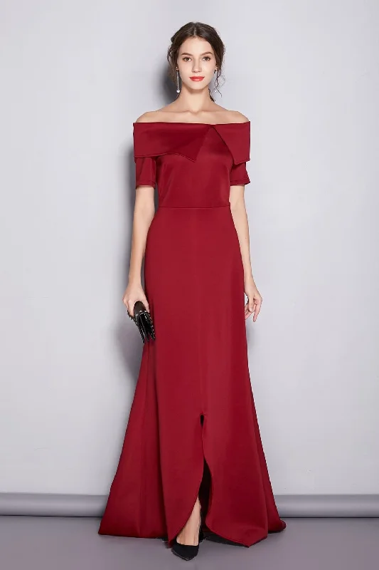 FashionSierra - Party Prom Sexy Split Chapel Train Long Red Dresses