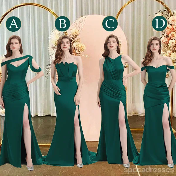 Mismatched Mermaid Dark Green Sexy Elegant Mermaid Long Bridesmaid Dresses, BD3392